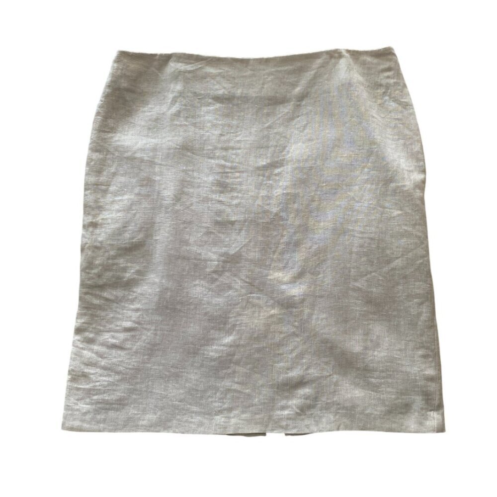 LE CHATEAU  Cream Color 95% Linen Shimmery Knee Length Skirt Size 15/16